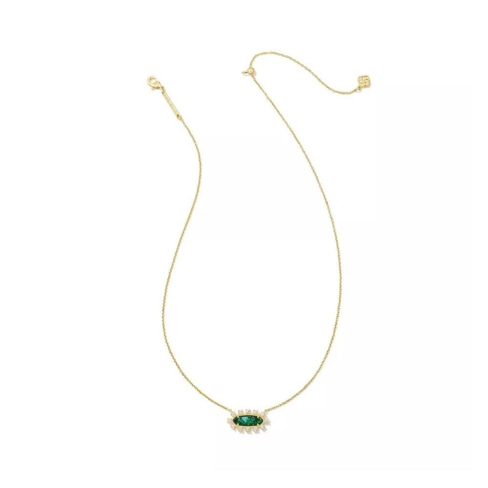 Kendra Scott Eva Framed Teal Glass Pendant Necklace NEW - Picture 2 of 9